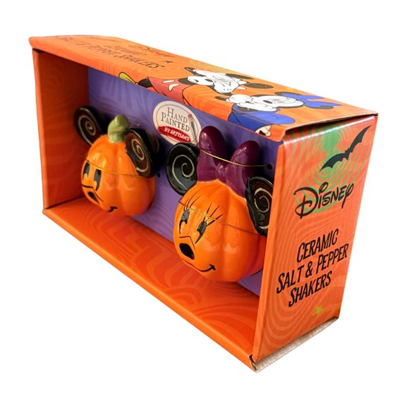 Disney Mickey & Minnie‎ Mouse Jack O'lantern Salt & Pepper Shaker Set - NIB - Picture 6 of 9